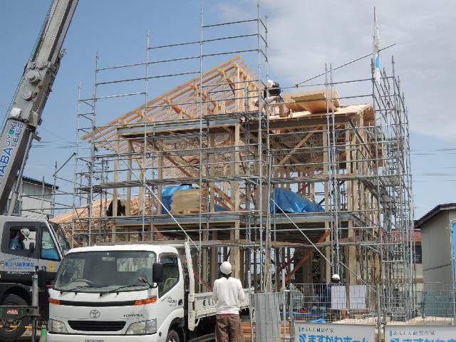東根市 ＡＨ様邸新築工事 10 軸組み建て方2日目 『ﾃｸﾉｽﾄﾗｸﾁｬｰで建てる長期優良住宅』　