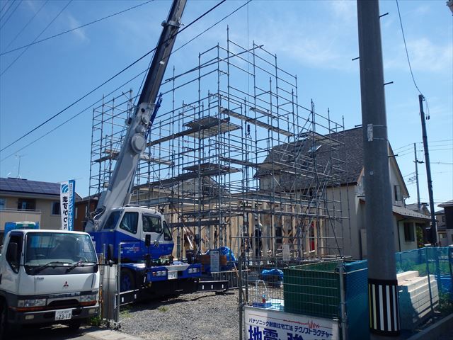 河北町 HA様邸新築工事 13 建て方 『ﾃｸﾉｽﾄﾗｸﾁｬｰで建てる長期優良住宅』