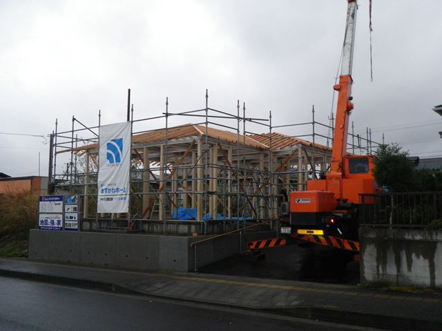 仙台市 ＨＴ様邸新築工事 04　軸組み建て方　 『ﾃｸﾉｽﾄﾗｸﾁｬｰで建てる仙台の平屋住宅』
