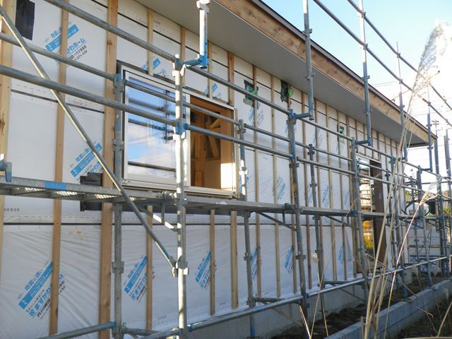 仙台市 ＨＴ様邸新築工事 07　通気胴縁施工　　 『ﾃｸﾉｽﾄﾗｸﾁｬｰで建てる仙台の平屋住宅』