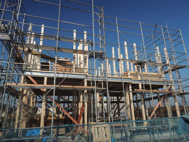 新庄市 ＪＯ様邸新築工事 05 軸組み建て方1日目 『ﾃｸﾉｽﾄﾗｸﾁｬｰで建てる長期優良住宅』