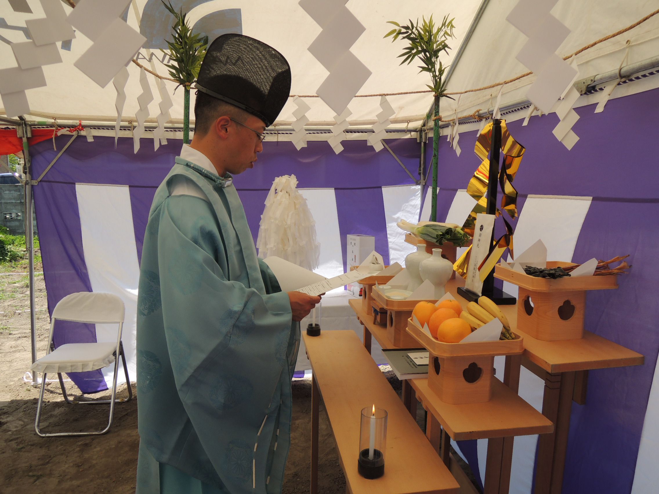 山形市 ＮＡ様邸新築工事 02 地鎮祭　『ﾃｸﾉｽﾄﾗｸﾁｬｰで建てる長期優良住宅』