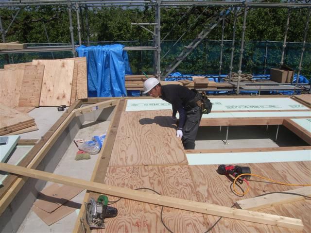 大江町 SS様邸新築工事 16 １階床合板貼り 『ﾃｸﾉｽﾄﾗｸﾁｬｰで建てる長期優良住宅』