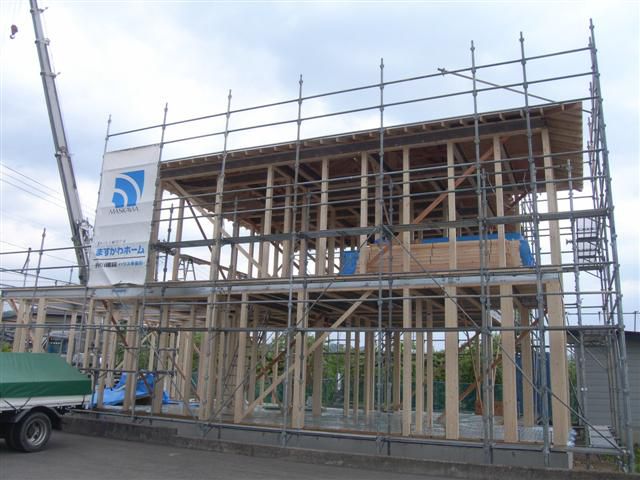大江町 SS様邸新築工事 18 軸組み建て方2日目 『ﾃｸﾉｽﾄﾗｸﾁｬｰで建てる長期優良住宅』