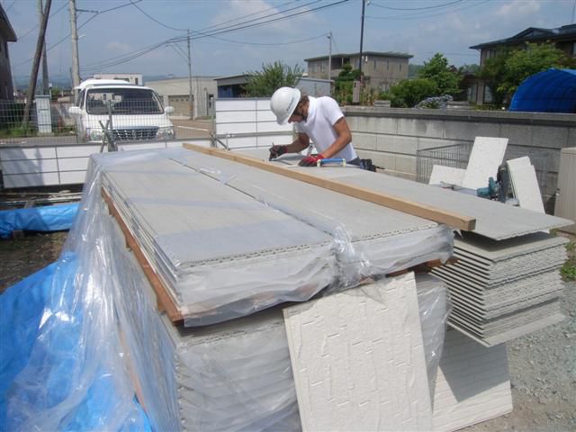 大江町 SS様邸新築工事 27 外壁やさん乗り込み 『ﾃｸﾉｽﾄﾗｸﾁｬｰで建てる長期優良住宅』