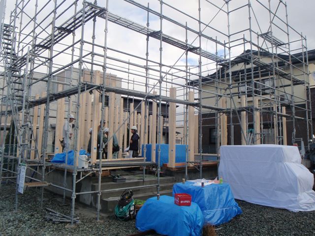 東根市 ＹＡ様邸新築工事  04 建て方  『ﾃｸﾉｽﾄﾗｸﾁｬｰで建てる長期優良住宅』