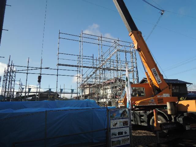 河北町 ＹＧ様邸新築工事 05 軸組み建て方1日目  『ﾃｸﾉｽﾄﾗｸﾁｬｰで建てる長期優良住宅』