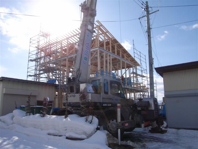 河北町 ＹＹ様邸新築工事 10 軸組み建て方2日目 『ﾃｸﾉｽﾄﾗｸﾁｬｰで建てる河北町の家』