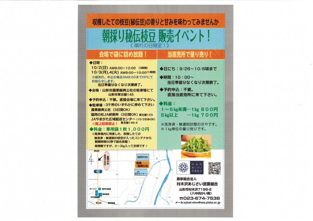 朝採り秘伝豆　詰め放題！！
