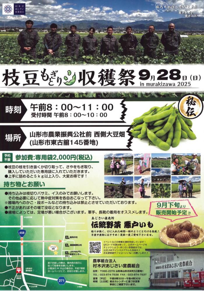 枝豆 秘伝 もぎとり収穫祭開催♪