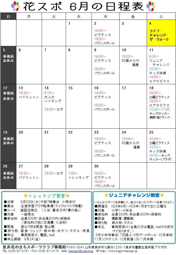 6月の日程表