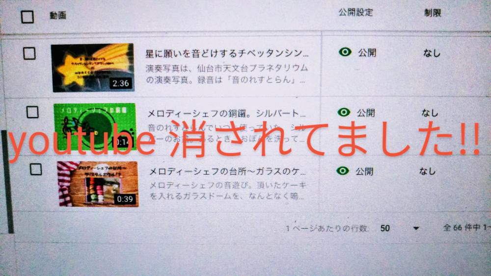 Melody kitchen Studio 音のれすとらんYou Tube Studio内の動画が消されてました!!…後に、発見できました（恥）