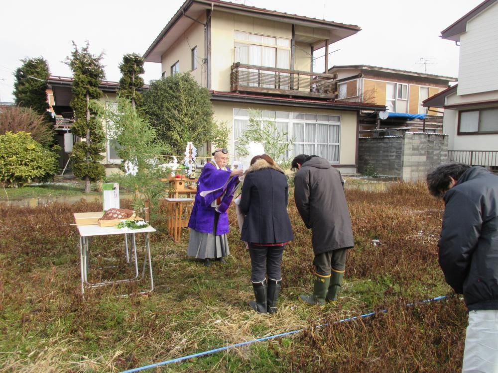 新年最初の地鎮祭「私のしろい家」飯塚。