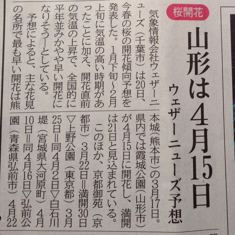 桜の開花予想が出ました！