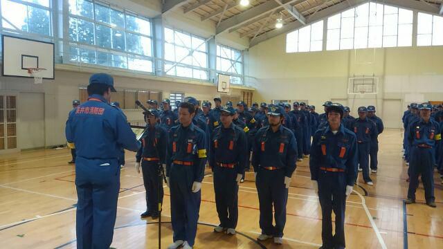 寒い中での演習