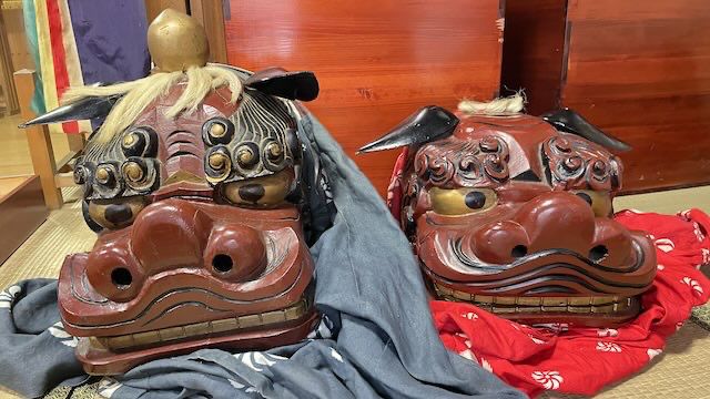 山辺町の図書館で獅子舞調査