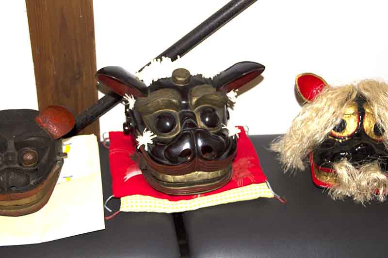 熊野大社で七夕獅子頭展