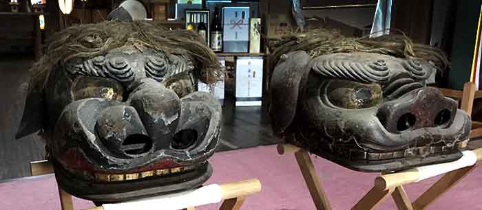 米沢市一宮神社に一対の獅子頭