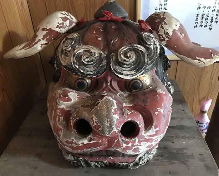 古志田の櫻神社から添川熊野神社の獅子頭