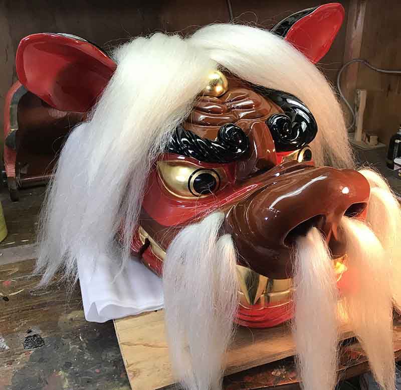 川西町中大塚熊野神社の獅子舞