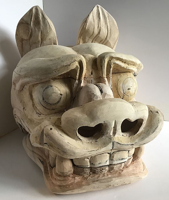 伎楽面獅子の制作進捗