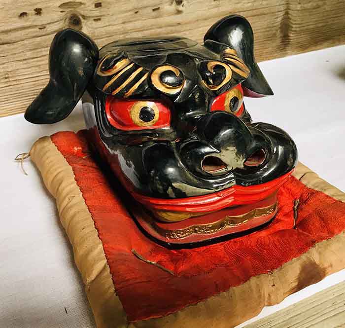 宮内熊野大社で七夕獅子頭展示