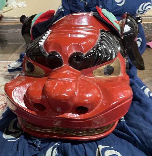 朝日町松程地区 沼ノ平の八幡神社の獅子頭