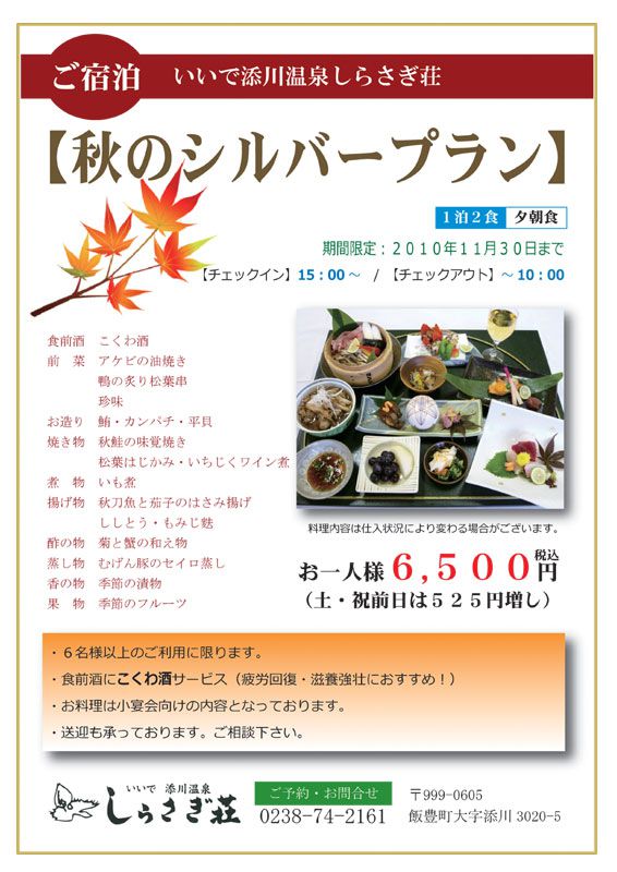 しらさぎ荘ﾟ･*:.｡. 秋のシルバープラン.｡.:*･゜ﾟ･