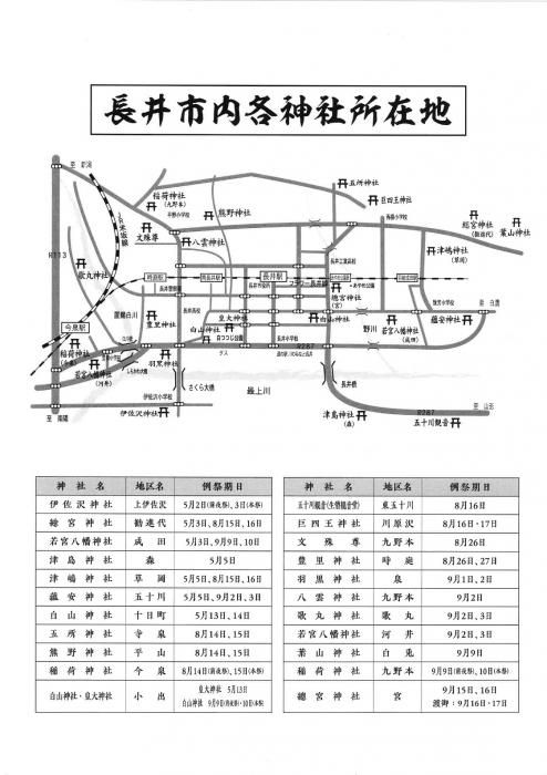 令和５年 長井市内各神社の例祭日/所在地のお知らせ