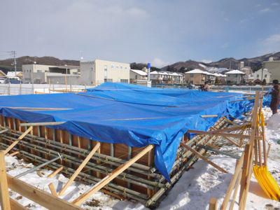 【福島市渡利・I邸／伊礼智設計室】 冬場の基礎工事、細心の注意