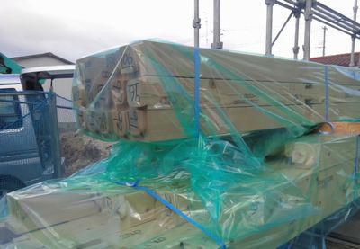 「郡山市台新・シンプルノートＹ邸」土台入れに向けての防蟻処理作業