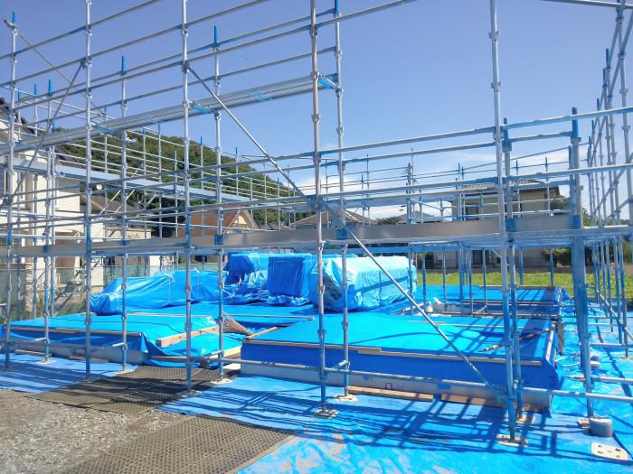 「白河市大信・シンプルノートＭ邸」一面ブルーの現場♪