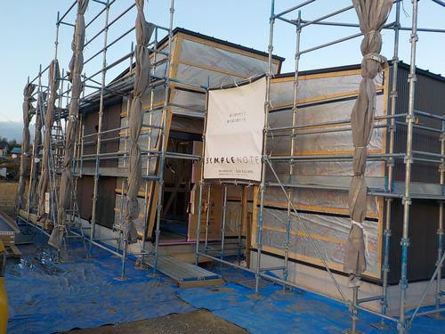 「郡山市片平・シンプルノートＡ邸」 進んでいく外壁工事