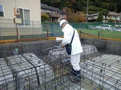 【二本松市榎戸・Ｉ邸／フォルム建築計画】 基礎の配筋検査終了