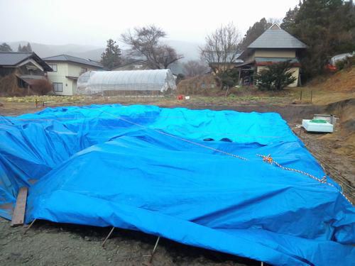 「田村市大越町・シンプルノートＴ邸」　基礎コンクリート養生、冬眠期間たっぷりと