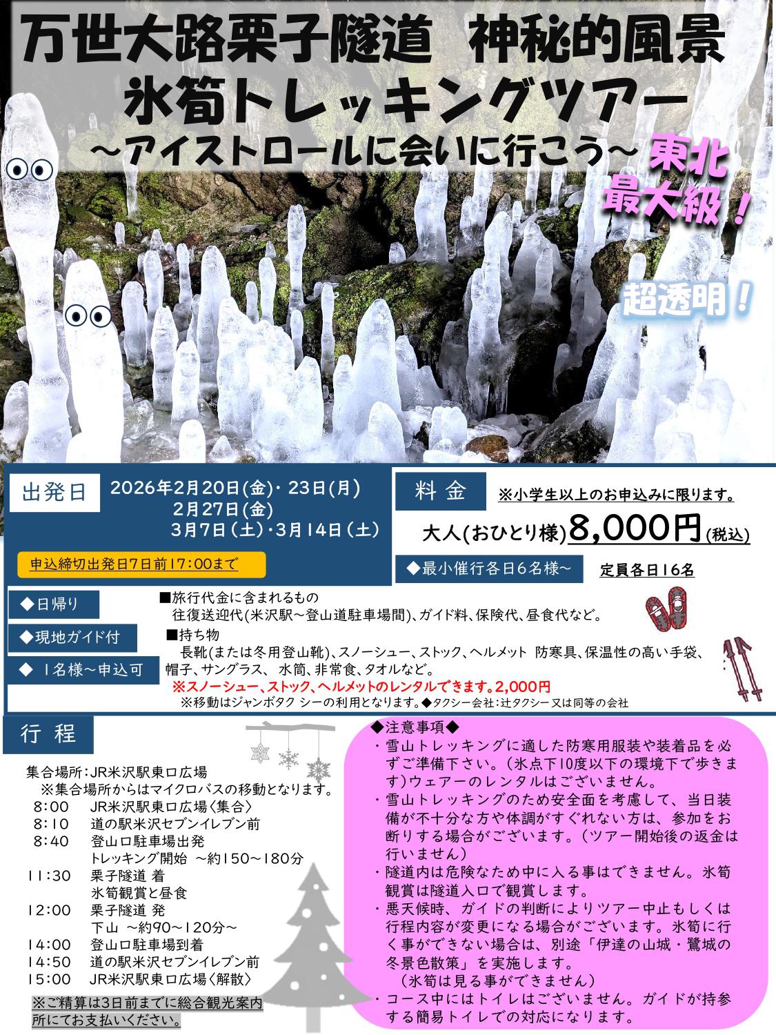 東北最大級!神秘の氷筍観賞トレッキングツアー