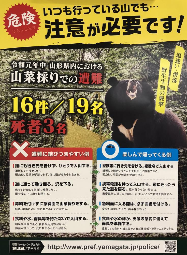 山菜採りに伴う遭難防止について！