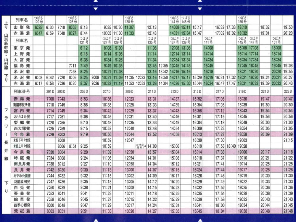 平成25年3月16日改正版の時刻表