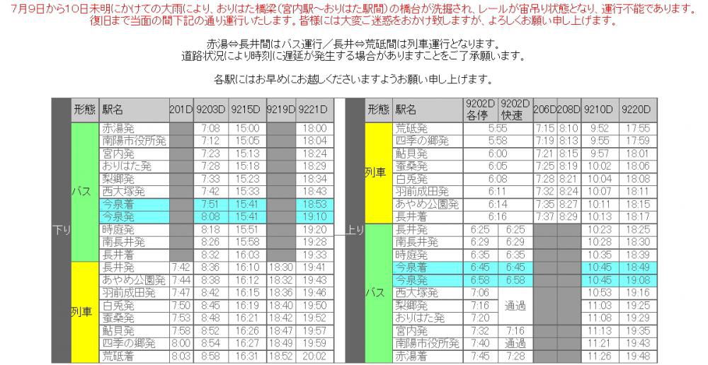 平成26年7月11日より災害復旧までの暫定運行開始